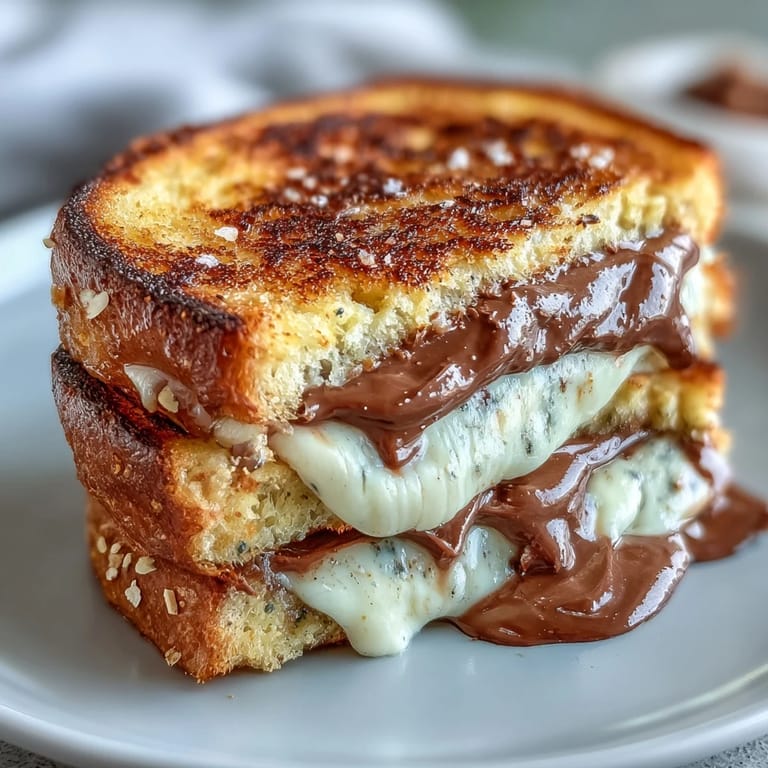 Warm Nutella Brie grilled cheese, perfect for an indulgent brunch.