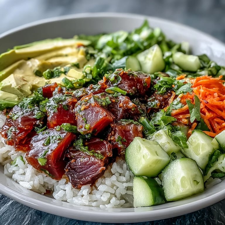 Delectable canned tuna poke bowl ready in minutes, perfect for a healthy lunch.
