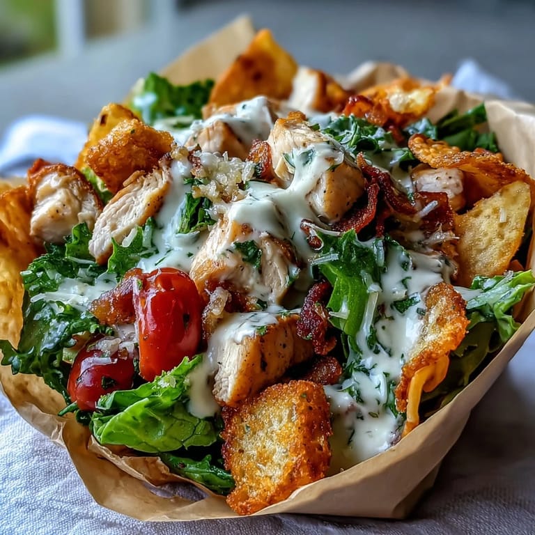 Ultimate portable Chicken Caesar Chip Bag Salad, a flavorful and fun picnic lunch option.