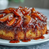 Caramelized peaches top a tender Brown Sugar Peach Upside-Down Cake, a summer delight.